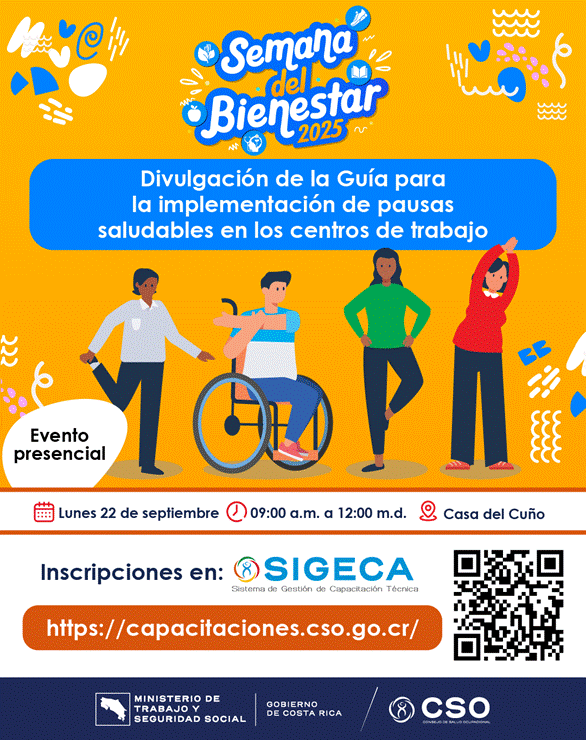 Divulgación de la guía de pausas saludables lunes 22 de setiembre 9:00 am a 12:00 md (Inscripción en SIGECA)